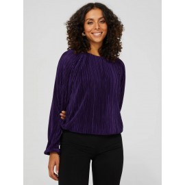 Long Sleeve Plisse Top