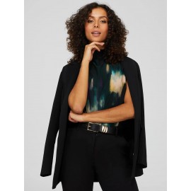 Short Dolman Sleeve Printed Funnel Neck Top