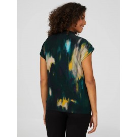 Short Dolman Sleeve Printed Funnel Neck Top