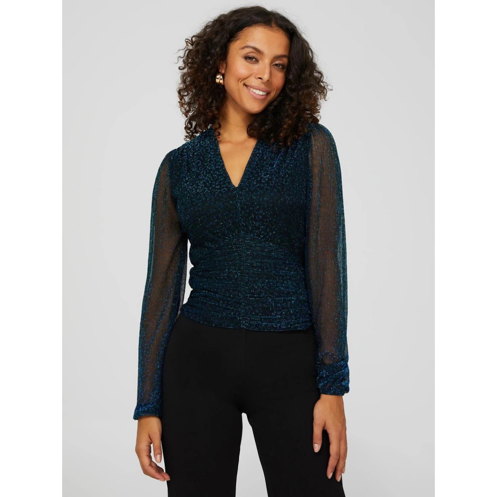 Long Balloon Sleeve Animal Print Top