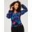 Floral Print V-Neck Plisse Long Sleeve Top