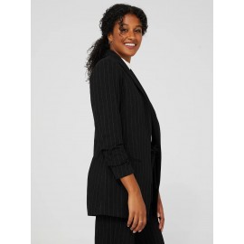 Pinstripe Crepe Open Blazer