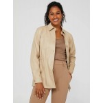 Drawstring Shacket With Front Pockets