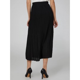 Pleated Chiffon Button-Front Skirt With Belt