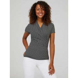 Print Short Sleeve Crossover Front Top