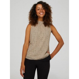 Polka Dot Crepe Chiffon Sleeveless Blouse