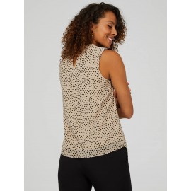 Polka Dot Crepe Chiffon Sleeveless Blouse
