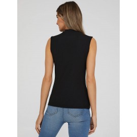 Sleeveless Ribbed Mock Neck Top