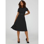 Polka Dot Belted Midi Dress
