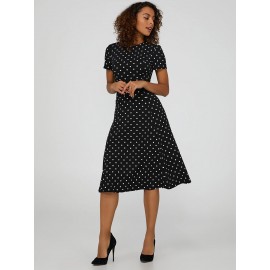Polka Dot Belted Midi Dress