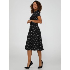 Polka Dot Belted Midi Dress