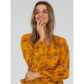 Printed V-Neck Peplum Blouse