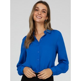 Crepe Chiffon Button-Down Blouse