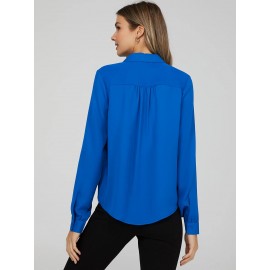 Crepe Chiffon Button-Down Blouse