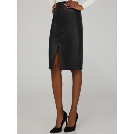 Faux-Leather Pencil Skirt